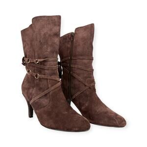 Hot in Hollywood | Size 9 | Red-ish Brown Suede Tassled Zip-Up 3 in. Heel Boots